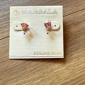 Marsala Sterling Silver Pink Heart Earrings